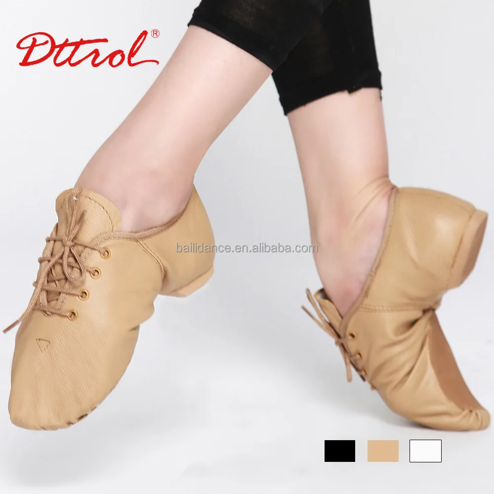 D004715 Dttrol Lace Up Split - Sole Leather Dance Jazz Shoes
