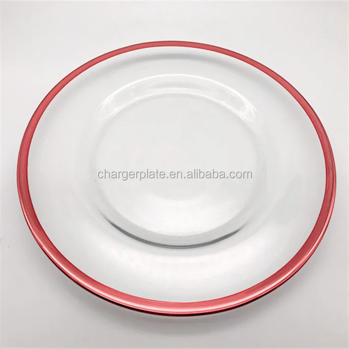 Fashionable Dinnerware Under Plate 13inch Colorful glass charger plate for Party Wedding Events