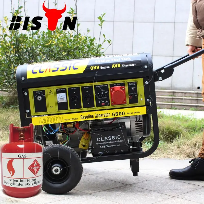 BISON 5KVA Biogas Power Generator Small Portable Gasoline Engine Generator for Sale