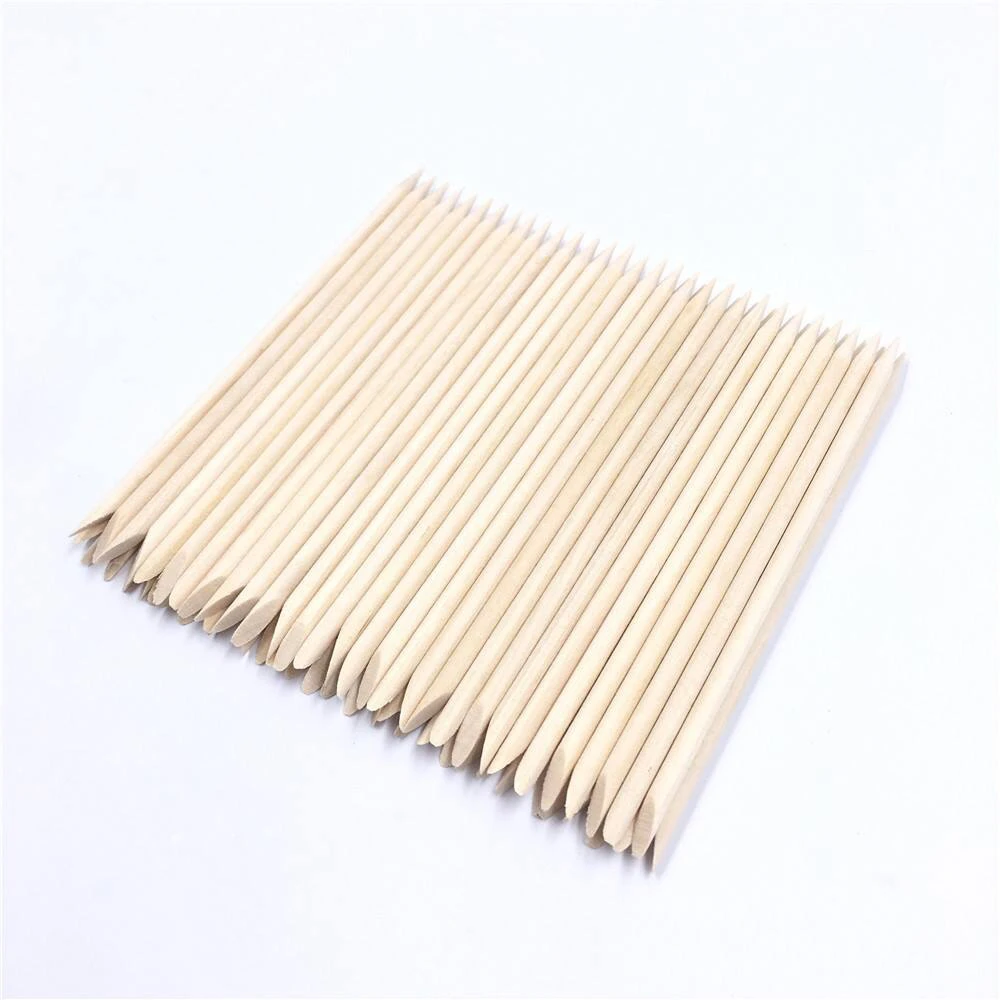 Nail art orange manicure wood stick