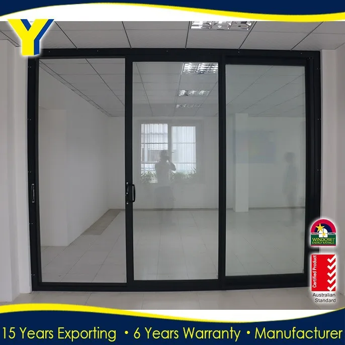 industrial window door double glass sliding door/Three Panel Sliding Glass Door