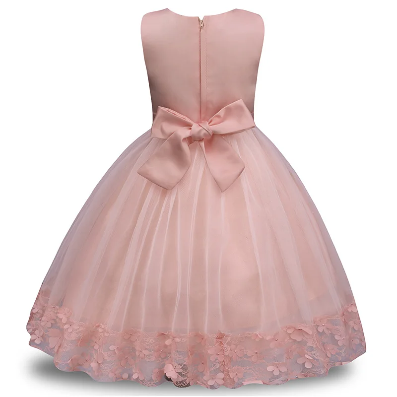 
Girl sleeveless lace Tutu 3D flower petals butterfly holiday wedding princess dress gown 