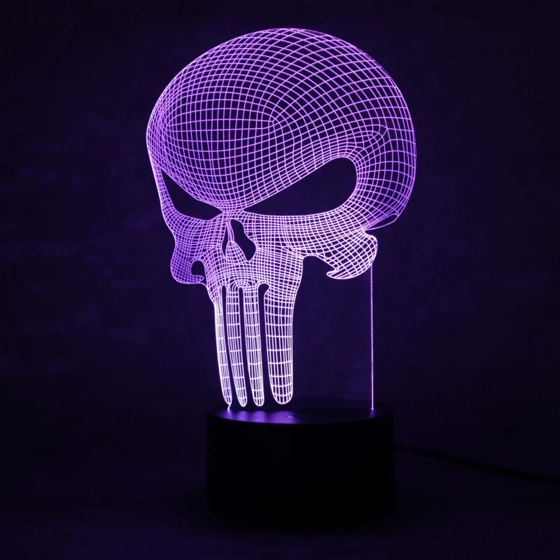 3D led Punisher Skull Lighting Great Night light with a Soft Glow for Kids