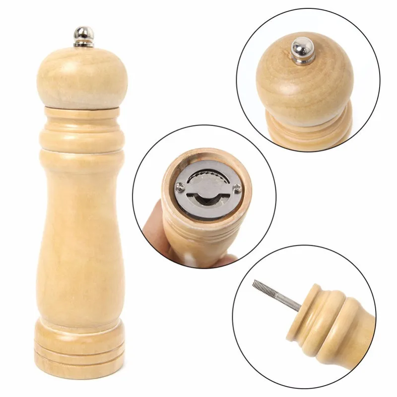 wooden salt and pepper Shaker Grinder Mill With Adjustable Pour Holes