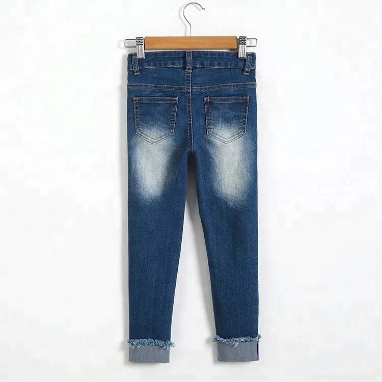 
Wholesale china cheap slim fit color print embroidered children jeans 