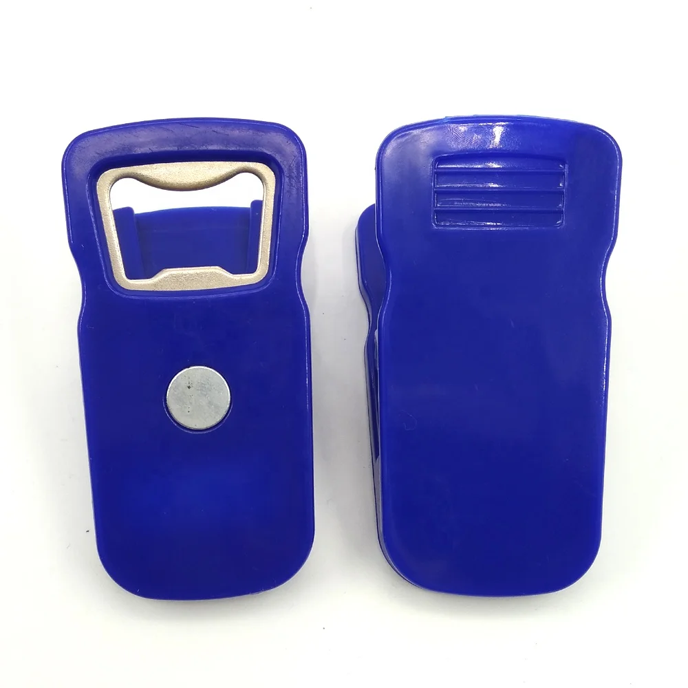 
plastic fridge magnet clip with beer bottle opener 