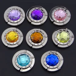 Factory direct price metal foldable table top hand bag hook hanger table hanger hook with precious stone