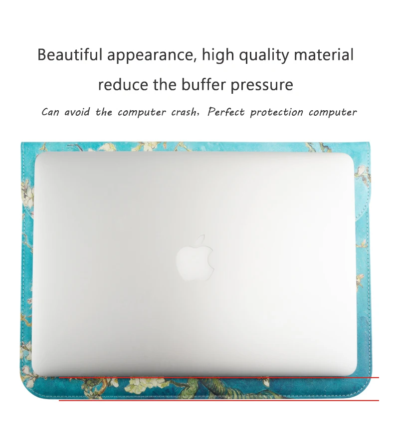 Printed Laptop Sleeve Bag Compatible For 13-13.3 inch MacBook Pro/Air - PU Leather With 360 Protective Case