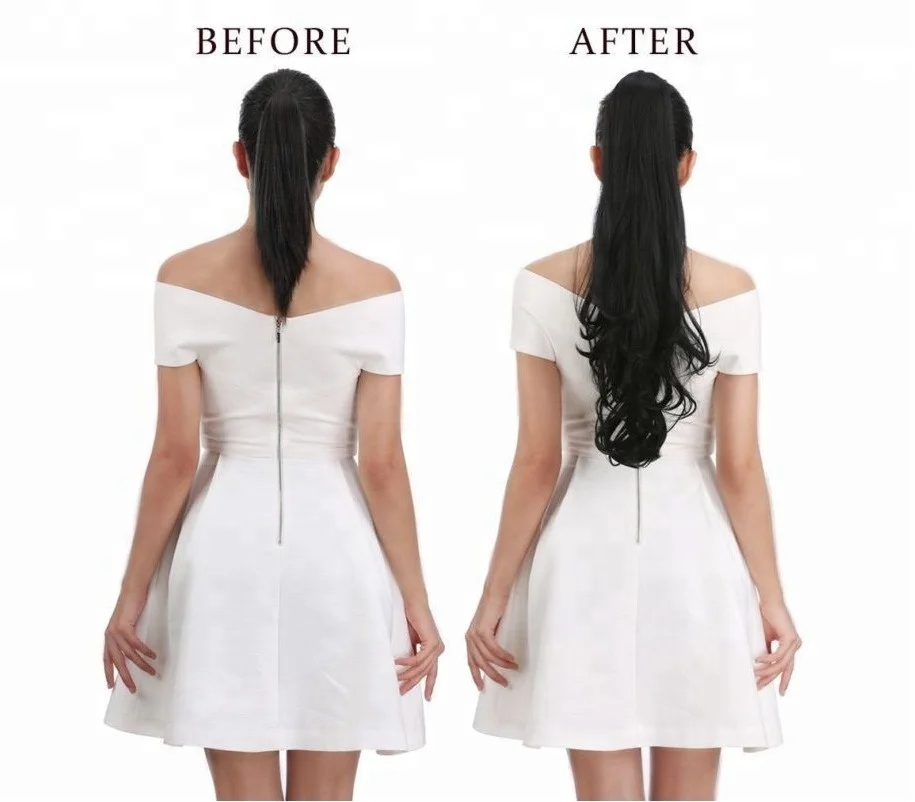 Medium brown silky straight High quality human hair ponytail drawstring