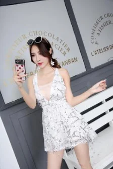 2017 New Arrivals sexy dresses women Backless halter mini dress party tassel Summer dress