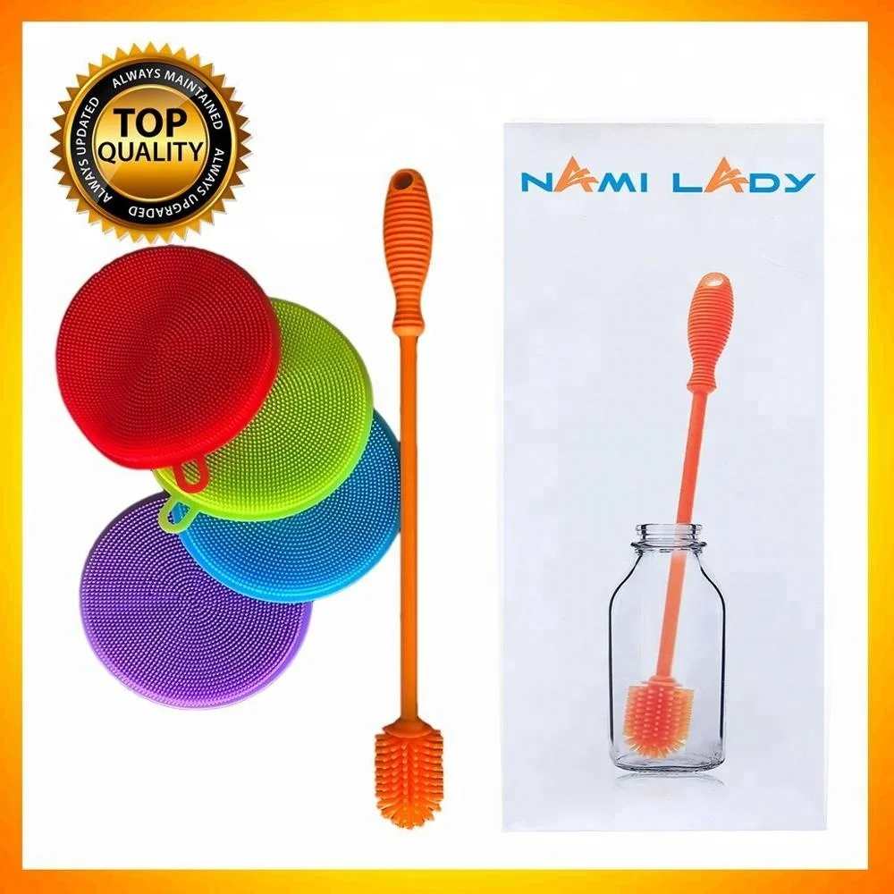 Round Shape Silicone Scrubber Dishwashing Cleaning Brush silicone sponge kitchen dish scrubber reusable