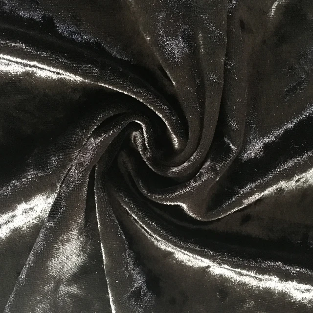 
 Ткань из черного дробленого бархата из полиэстера и спандекса  