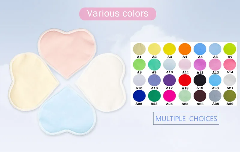
3 layer heart shape washable organic bamboo nursing reusable maternity feeding breast pads 