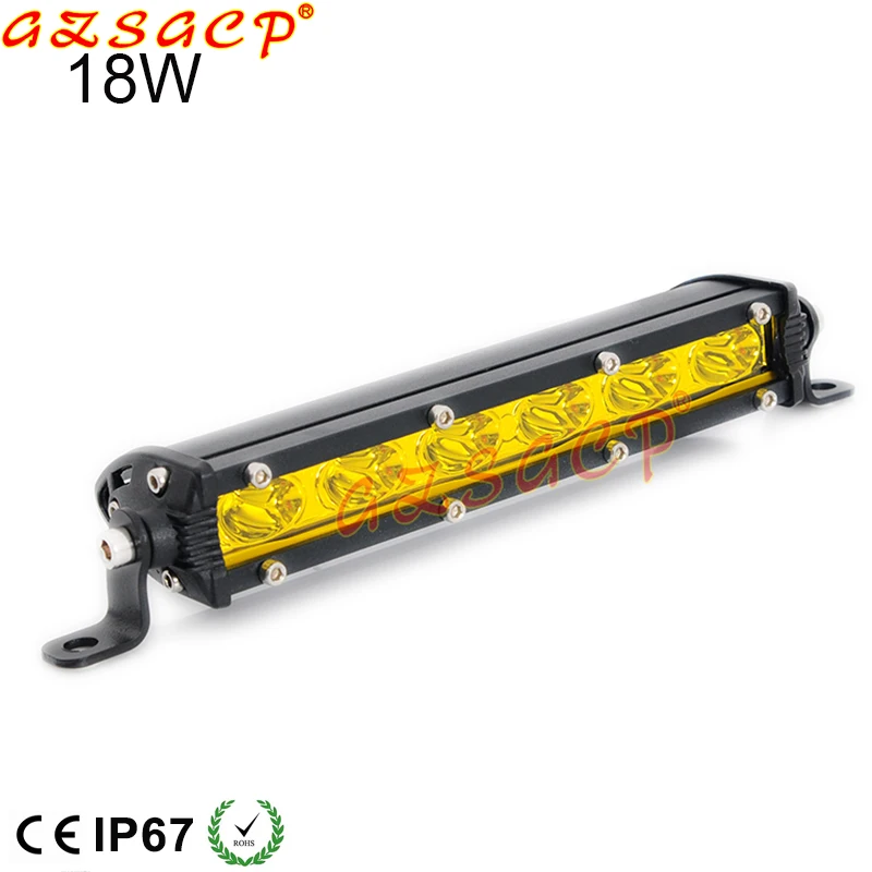 New super bright Oval lens slim yellow 18w cheap 12 volt car led light bar