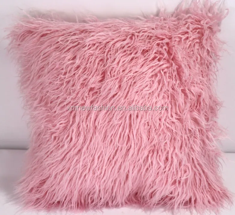 long plush pillow cover plush fur mongolian lamb toss cushion cover