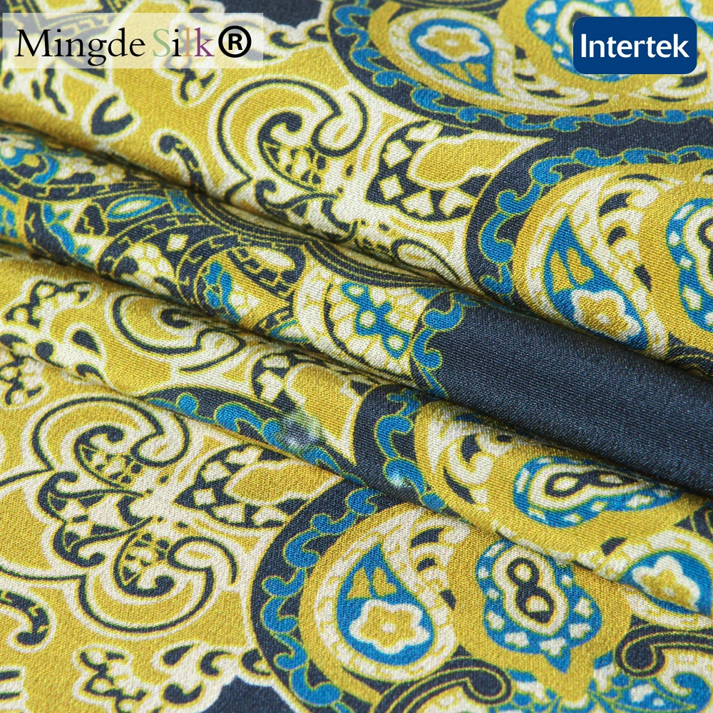 Printed stretch silk crepe de chine fabric 16mm
