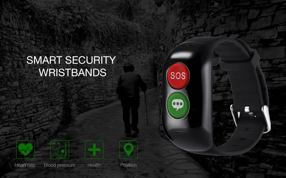 Смарт-часы SOS с одной кнопкой для экстренного вызова, с функцией отслеживания сердцебиения и кровяного давления