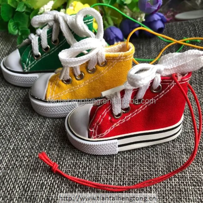 car perfume hanging mini shoe air freshener small canvas sneaker with elastic hanger cord as car mirror decoration