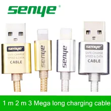 Senye Metal Braided Wire Mobile Phone Cables 1m 1.5m 2m 3m usb cable Data Sync Charger For iPhone 6 5 iPad IOS Data accessories