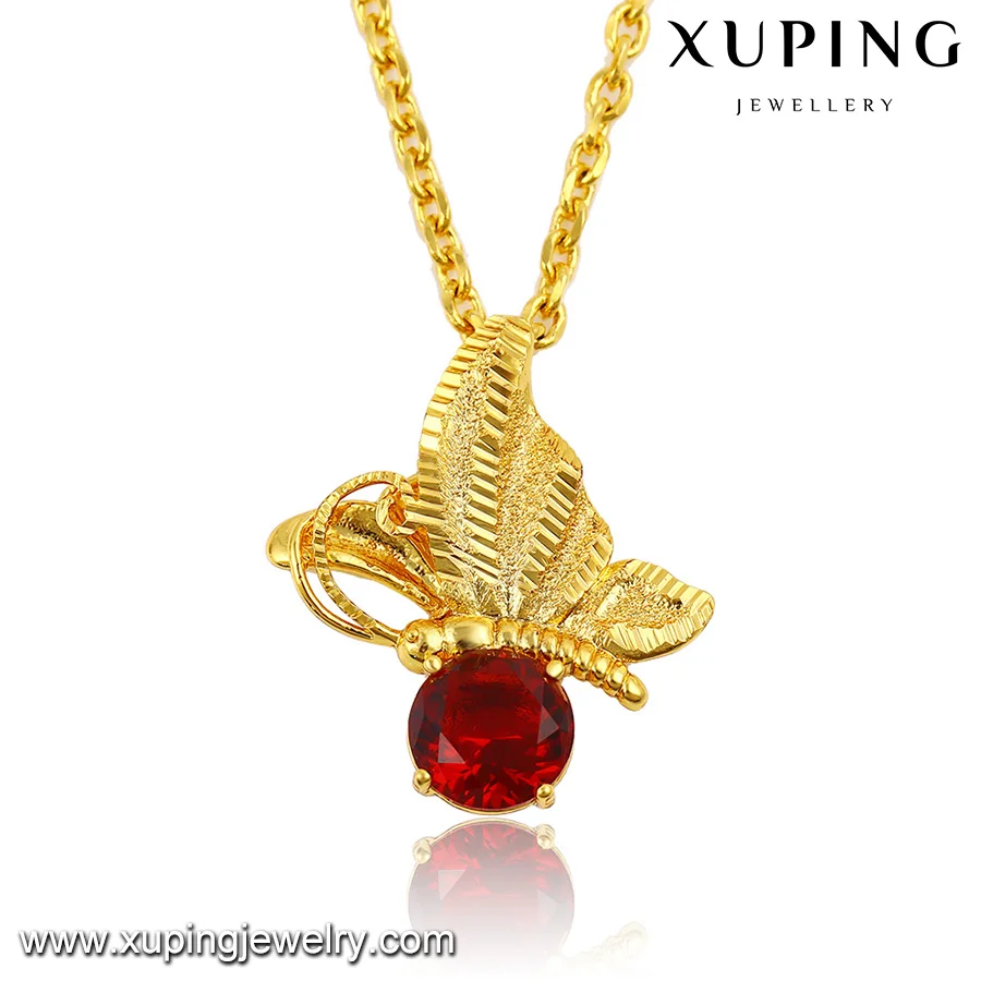32578 xuping Fashion Gold Zircon butterfly Diamond Necklace Pendant Jewelry, Diamond Necklace