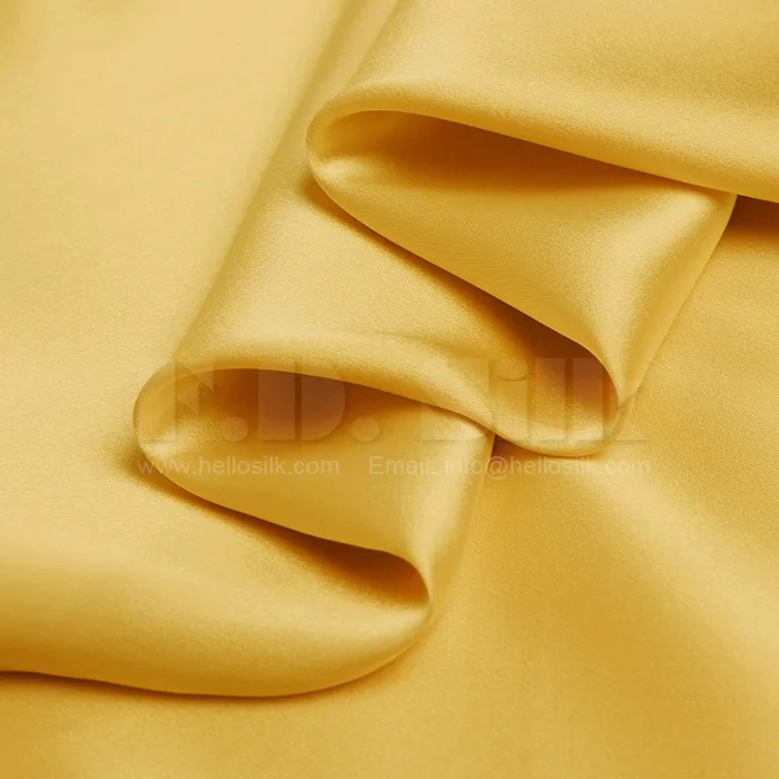 Шелковая ткань шармёз 16 мм, ширина 45 дюймов, цвет земляно-желтый, № 08