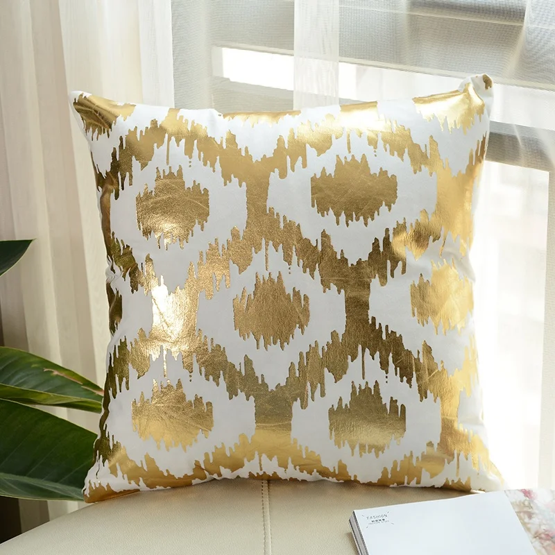 China Printed Velvet Office Sofa Gold Leaf Decorative Cushion Covers