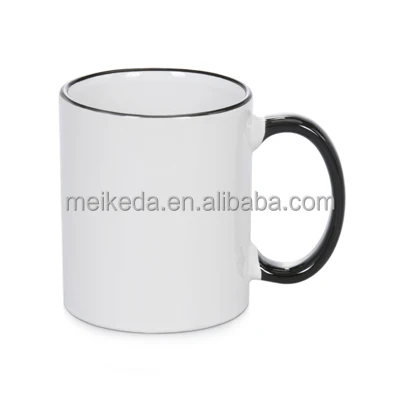 Двухцветная керамическая кружка 11 унций с сублимационным покрытием OEM черным ободом и ручкой