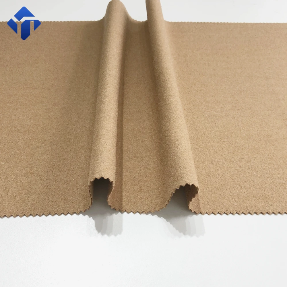 Camel woolen woven wool melton fabric for women coat