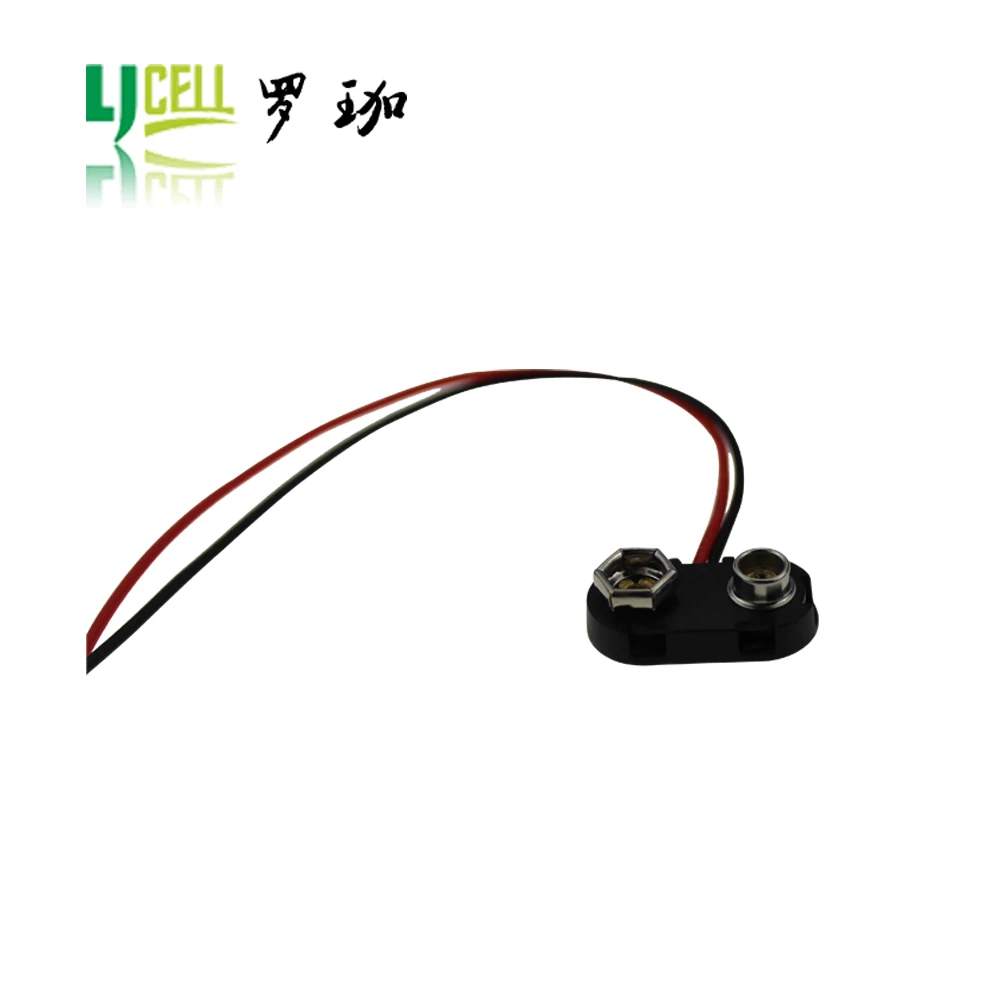 Black 9v Battery Snap Clip With The Lead Wire,Hard Plastic Shell
