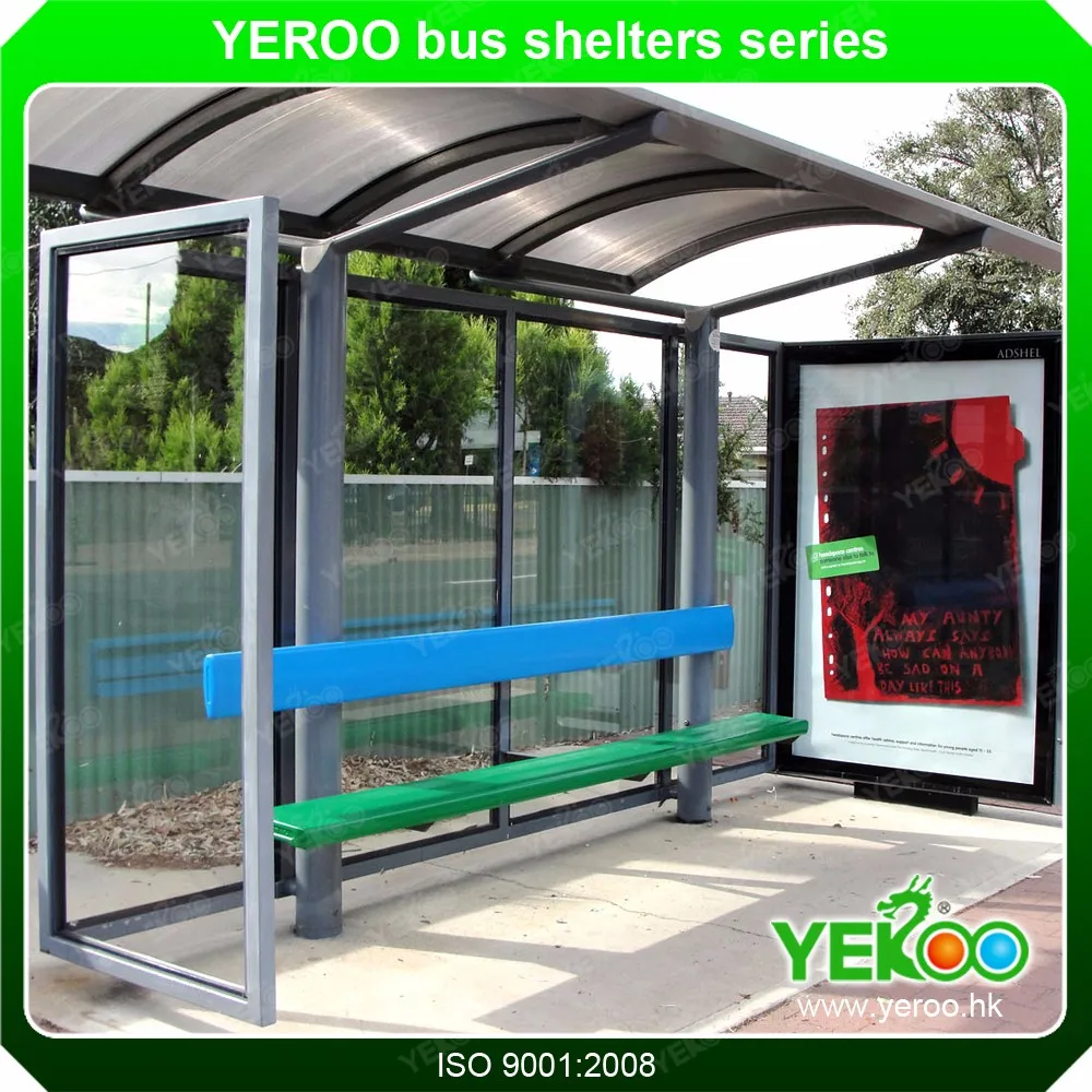 Metal Bus Stop China Big Outdoor Advertising Screen Bus Shelter With Light Box