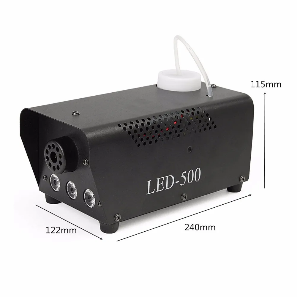 Portable 500W LED DJ Smoke Fog Machine Wire Remote Control R/G/B Party Stage Mini Smoke Machine