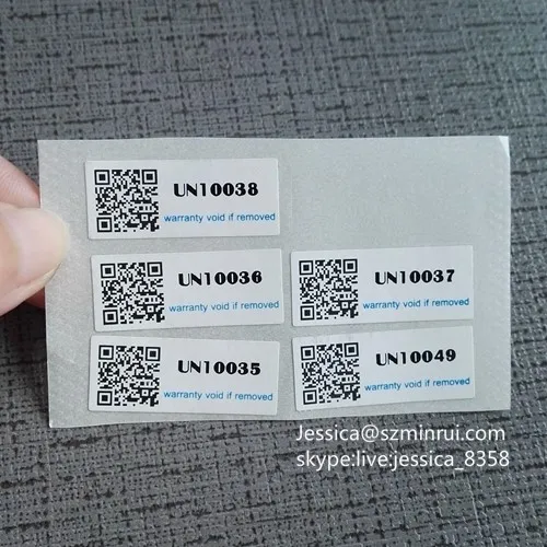 Custom Personal Property Identification Labels with Company Name and Barcode,Security Destructible Can not Remove Bar code Label