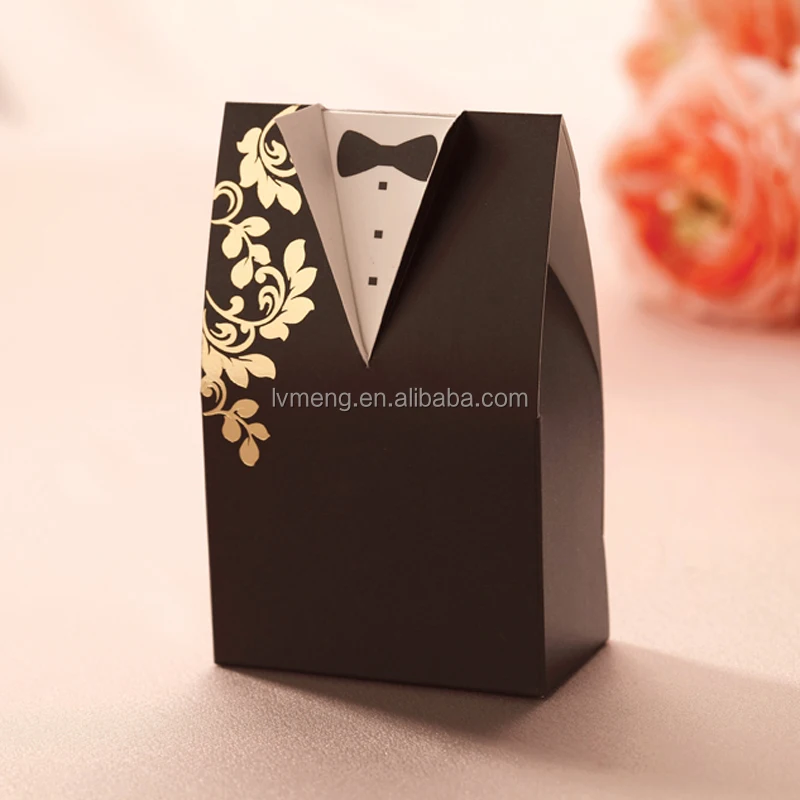 European style female and male candy box/ butterfly ribbon favor box/wedding box