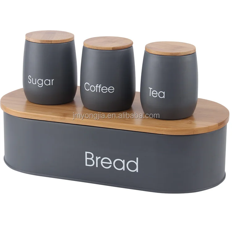 New Design bread display box and Higher body Canister Set with bamboo lid