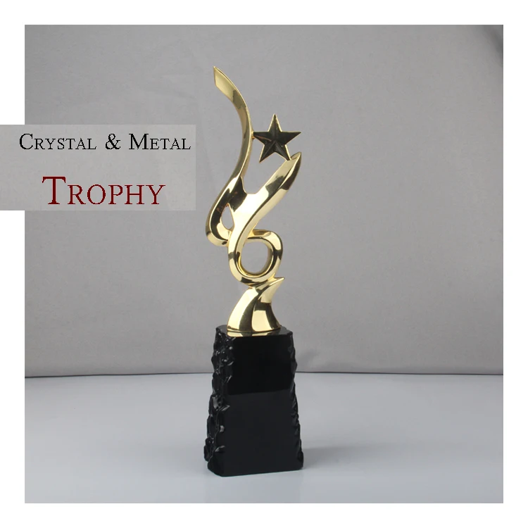 
High quality star shaped crystal and metal medal trophy awards for souvenir with crystal base 