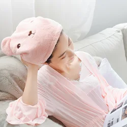 Прямая поставка, детское полотенце из плотного кораллового флиса с мультяшным медведем, сухие волосы из сверхтонкого волокна, супервпитывающая быстросохнущая сумка