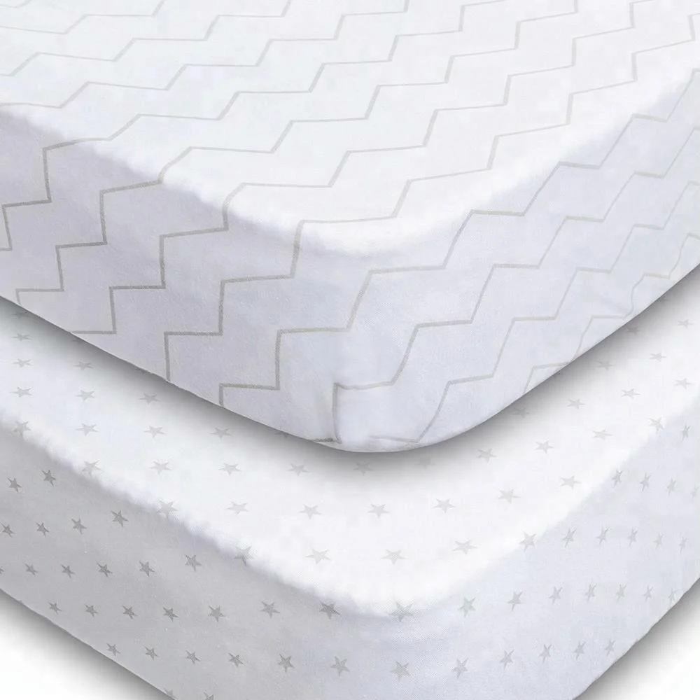 Hot sales Organic 100% cotton printed baby fitted crib sheets