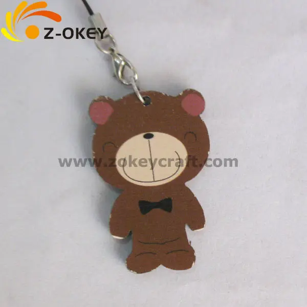 Custom Wooden Animal Keychain and Key ring Cute bear-shape custom wood pe