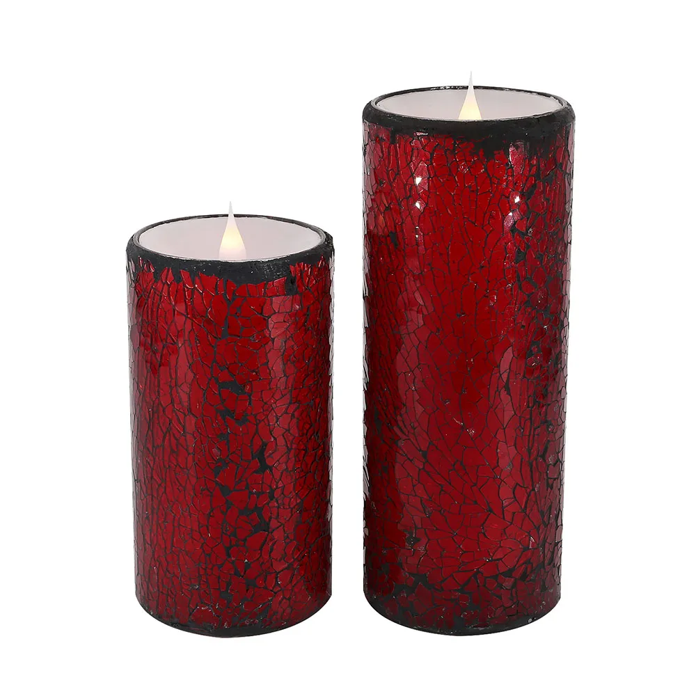 Candle gift sets flameless flickeringelectric candle glass  jar mosaic real wax red led candles