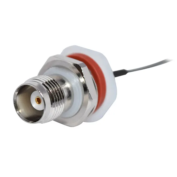 RF Connector, TNC Straight Crimp Jack for 1.37mm Micro-Coaxial, 50 Ohm, Bulkhead