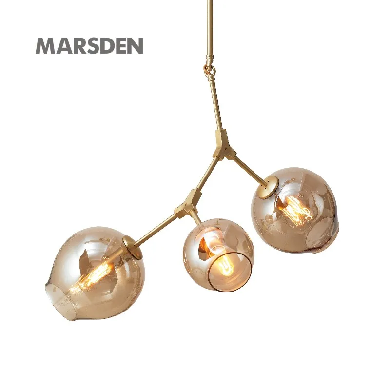 MARSDEN high lumen lobby room suspension glass iron loft pendant lamp