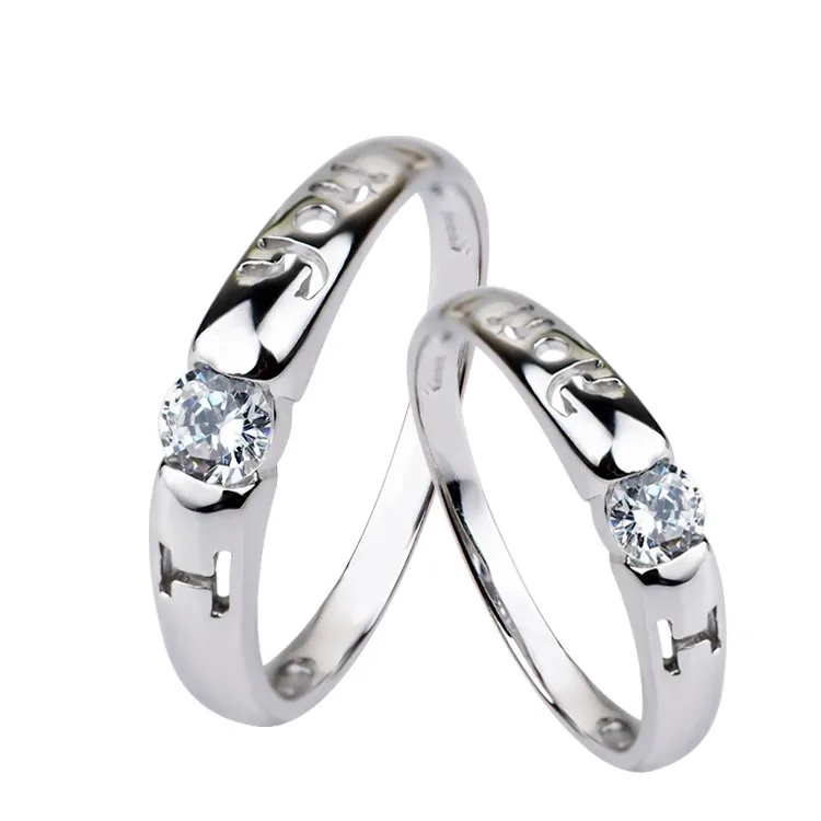 cheap wholesale letter i love u 925 sterling silver dubai couple wedding rings