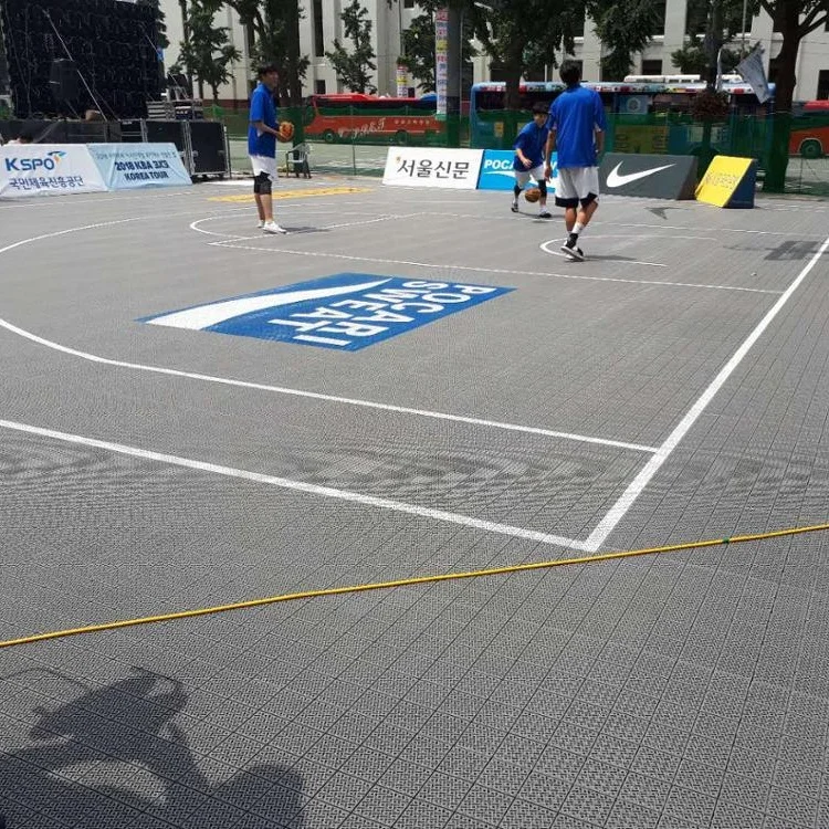 wet pour surfacing 3x3 PP interlock modular basketball half court