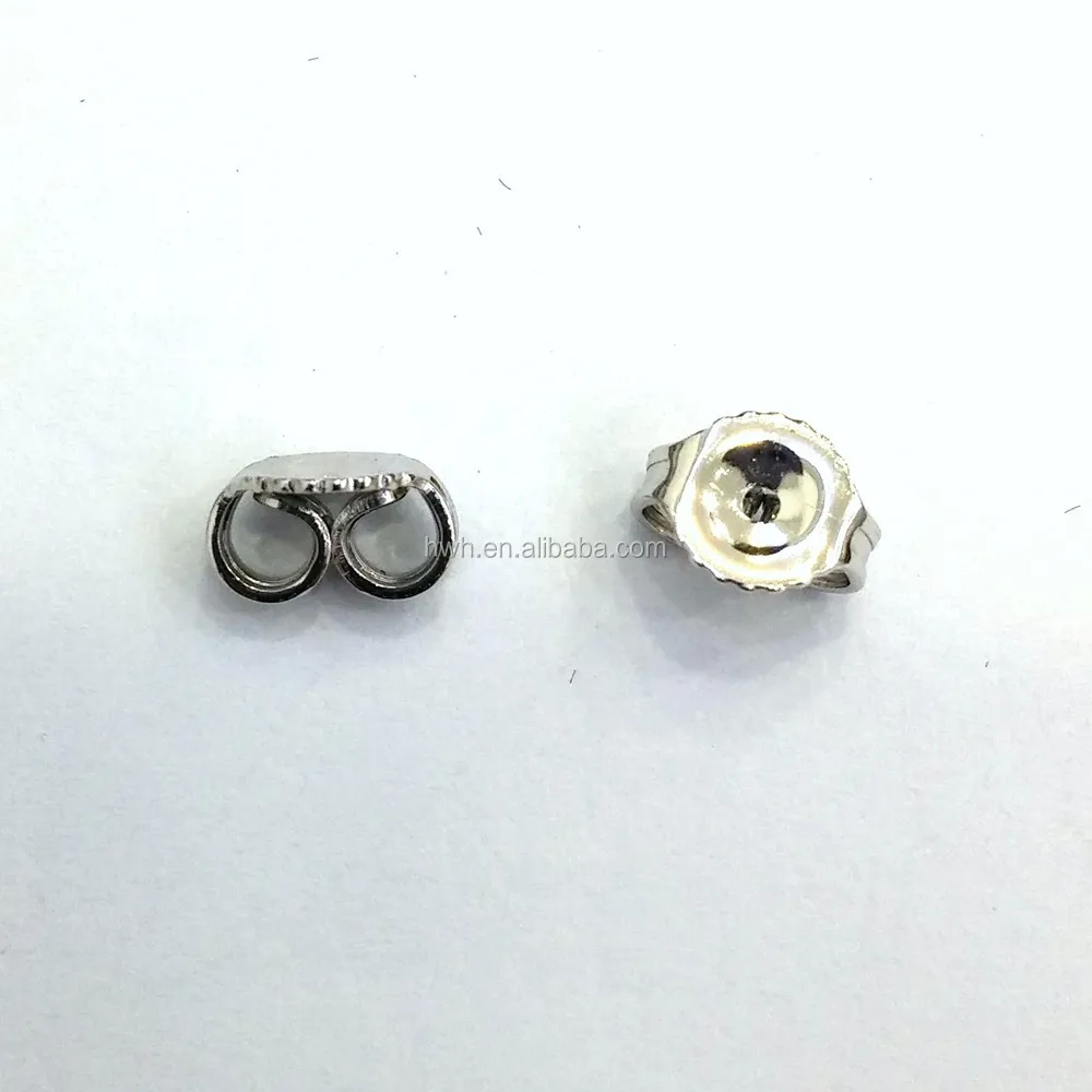 H1848 Silver Ear Back Lock / Customer Logo Stamp Engraved 6.4*4.8mm