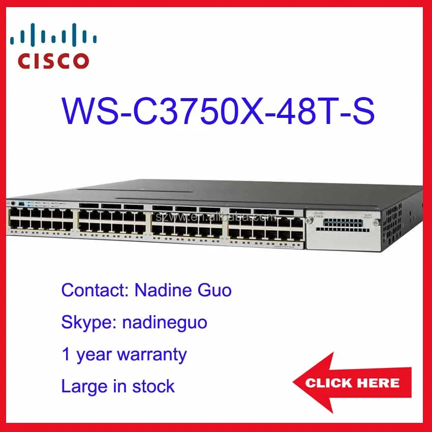 WS-C3750X-48T-S CISCO 48 port optic fiber switch