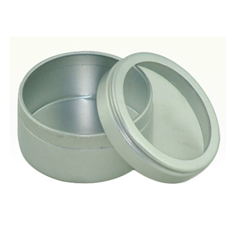 Round Aluminium Tin Can With Clear Pvc Window Candy Tin