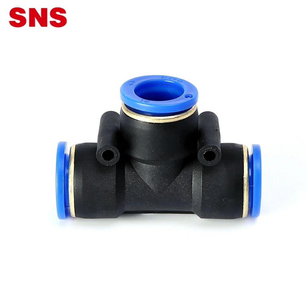 SNS S PEN Series pneumatic one touch different diameter 3 way reducing tee type plastic quick connector air pipe fitting
