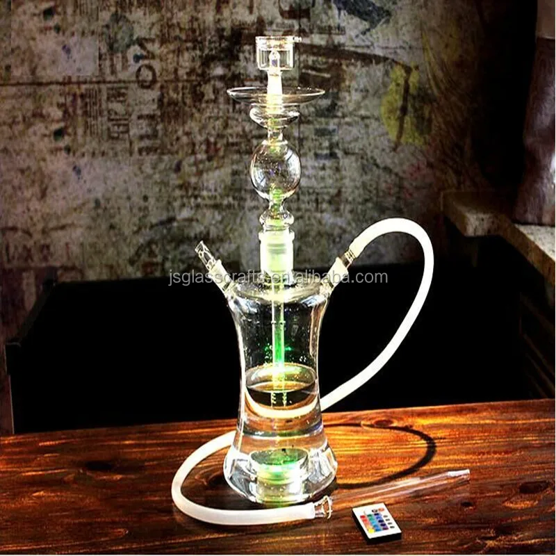 Vary color glass hookah with led glass water pipe hookah shisha