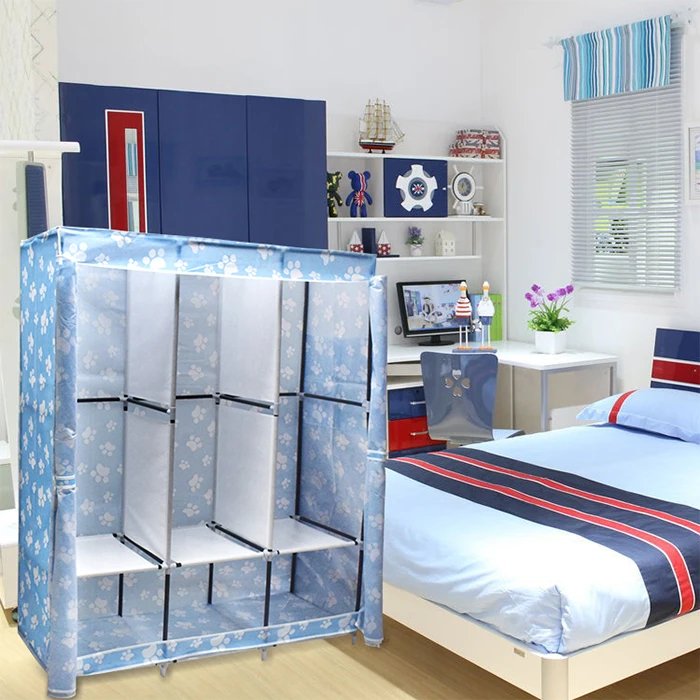 Children Huge size with side pockets non-woven fabric portable bedroom wardrobe colour