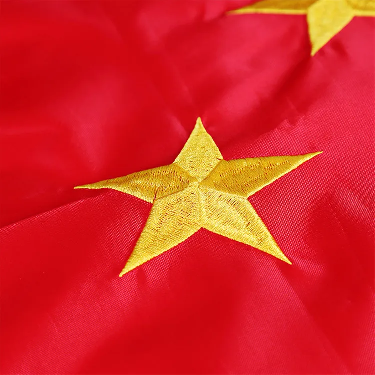 Hot sale yellow knitted stars red foldable durable embroidered chinese national flag